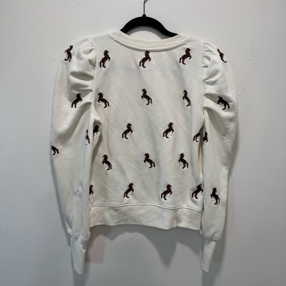 Maeve by Anthropologie Puff Sleeve Embroidered Horse Sweatshirt XS - Picture 7 of 10